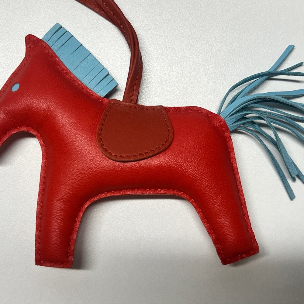 Hermes Grigri Rodeo Leather Horse Bag Charm orange